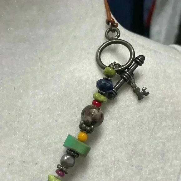 Bohemian Around the World .925 Leather Precious Stone Necklace - Picture 9 of 11